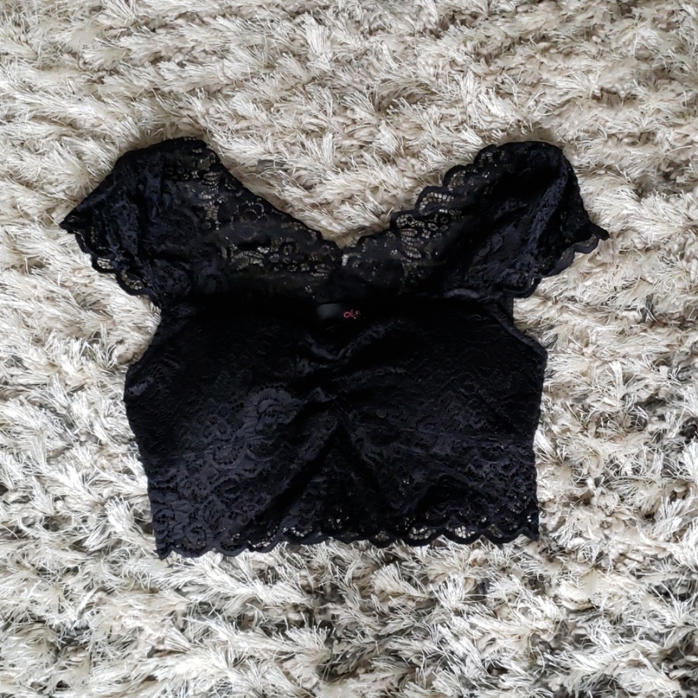Black Lace Crop Top